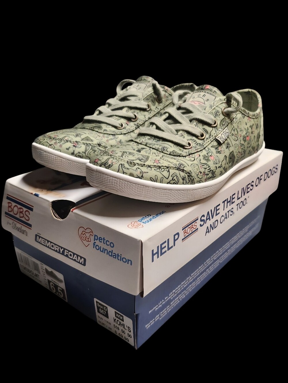 Skechers BOBS B Cute Paw House Women's Sneakers Olive Multi NIB - Picture 2 of 11
